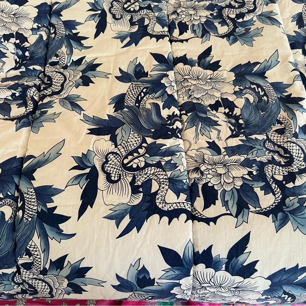 Ralph Lauren Blue and White Floral Dragon  Comforter